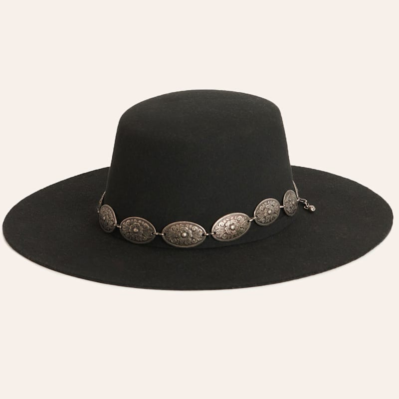 Rockin' C Women's Black with Concho Hatband Gambler Wool Cowboy Hat | Cavender's