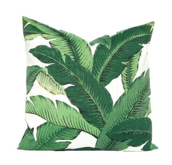 Outdoor Pillow - Palm Leaf Pillow Cover, Green Pillow Covers, Banana Leaf Pillow, Hollywood Regency  | Etsy (US)