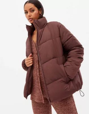 New Look boxy puffer jacket in dark brown | ASOS (Global)