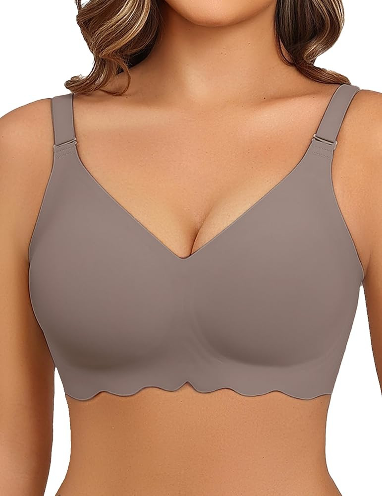 Avidlove Wireless Bras for Women Seamless Bralette Full Coverage Bra V Neck Tshirt Brassiere | Amazon (US)