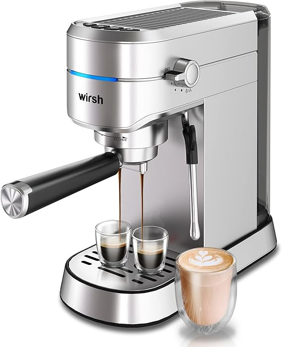 Wirsh Espresso Machine 20 Bar,Compact Espresso Maker with Commercial Milk Frother Steam Wand for ... | Amazon (US)