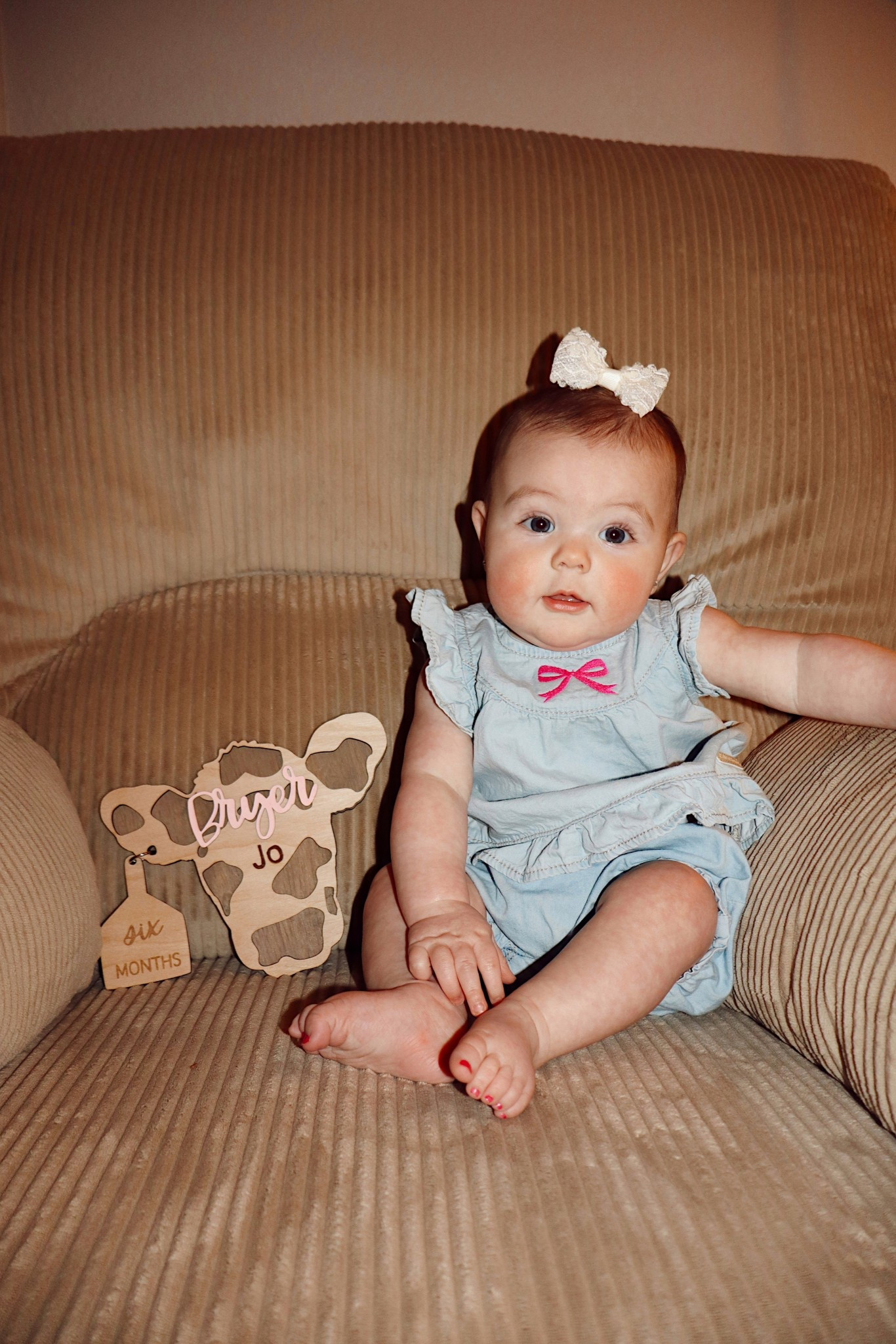 Cow milestone baby sign with name 