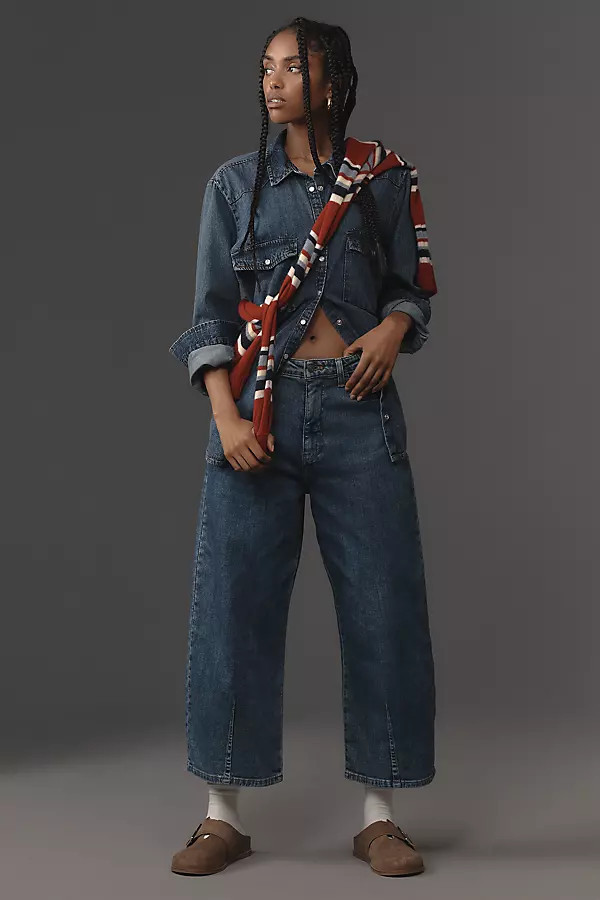 The Kenna Mid-Rise Heritage Barrel Jeans by Pilcro | Anthropologie (US)