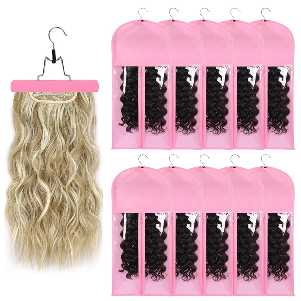 10 PCS Hair Extension Storage Holder - Wig Organizer for Multiple Wigs - Waterproof and Portable ... | Amazon (US)