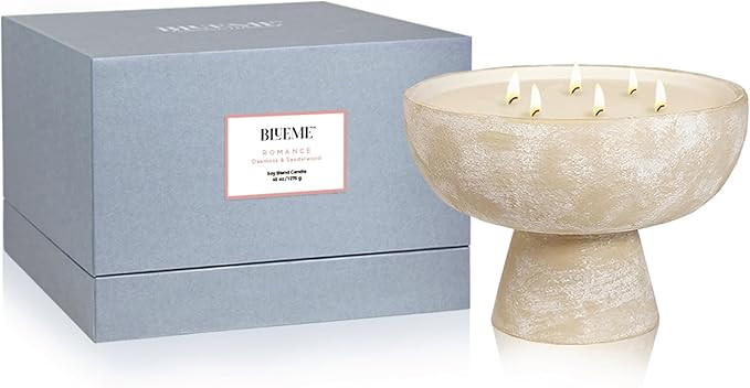 BLUEME Romance-Oakmoss & Sandalwood, 6 Wick, Refillable Wellness Candle, Contains Essential Oil, ... | Amazon (US)