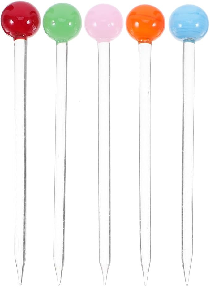Cabilock 5pcs Cocktail Picks Glass Cocktail Garnish Toothpicks Cocktail Swizzle Stirrer Sticks Fa... | Amazon (US)