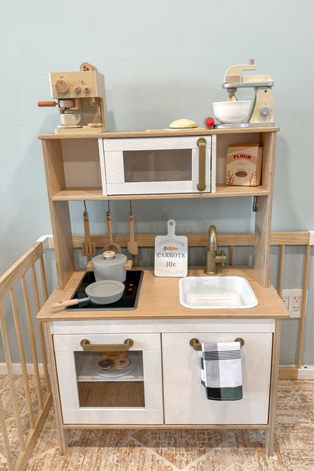 IKEA play kitchen with wooden toys. Montessori toys. Linked a similar kitchen as well! House of noa play mat, wooden play pen #ltkspringsale #ltksalealert

#LTKkids #LTKfamily #LTKbaby