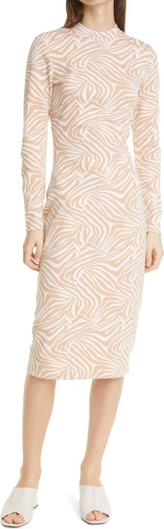 Zebra Print Long Sleeve Midi Dress | Nordstrom | Nordstrom