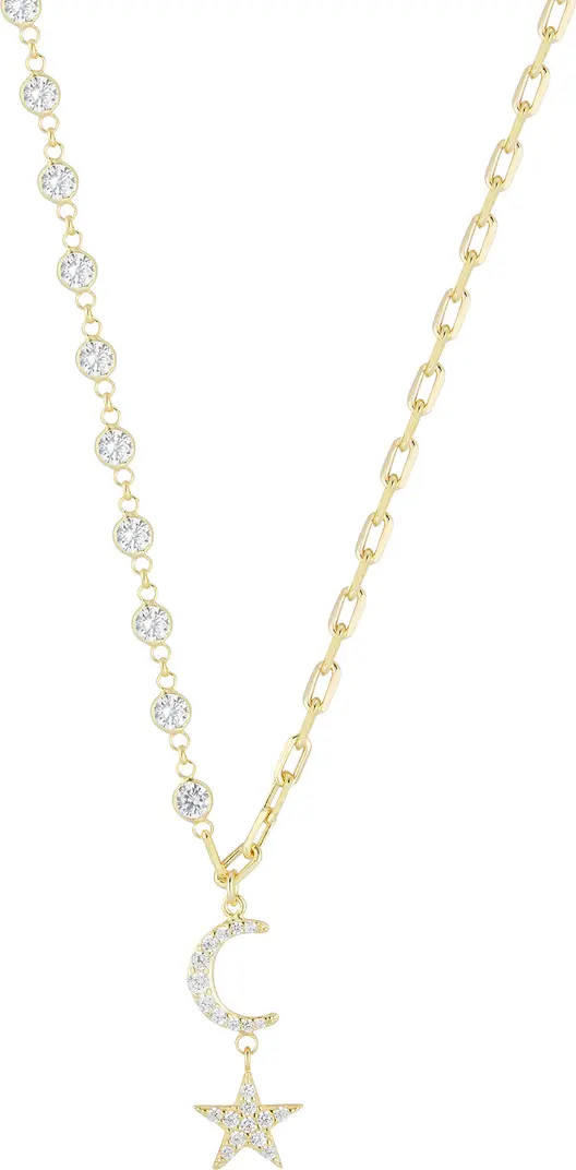 Yellow Gold Vermeil Pave CZ Star & Moon Pendant Necklace | Nordstrom Rack