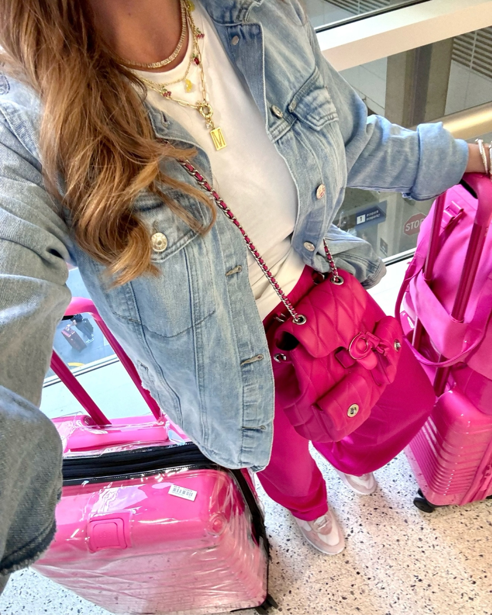 Barbie💕summer☀️ with a hot pink travel day🩷outfit 👛 pink trousers are from Walmart in size small, I also have them in black 🖤and are a 10/10! Coach bag is available at one retailer in this pink but also available in black and bone ✨ Beis luggage is from last summer but found similar at such a great price😊 

Travel outfit, airport outfit, Walmart outfit, Walmart fashion, Coach, coach backpack, coach tabby, beis, beis luggage, coach handbag 

#LTKStyleTip #LTKTravel #LTKxWalmart