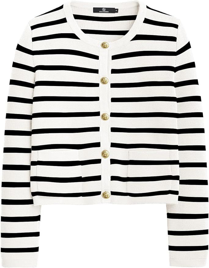 LILLUSORY Women's Cardigan Sweaters 2023 Open Front Long Sleeve Button Down Knit Jackets with Han... | Amazon (US)