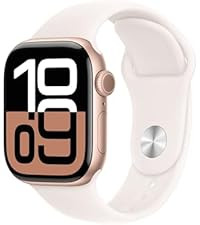Apple Watch Series 10 [GPS 42mm case] Smartwatch with Rose Gold Aluminium Case with Light Blush S... | Amazon (US)