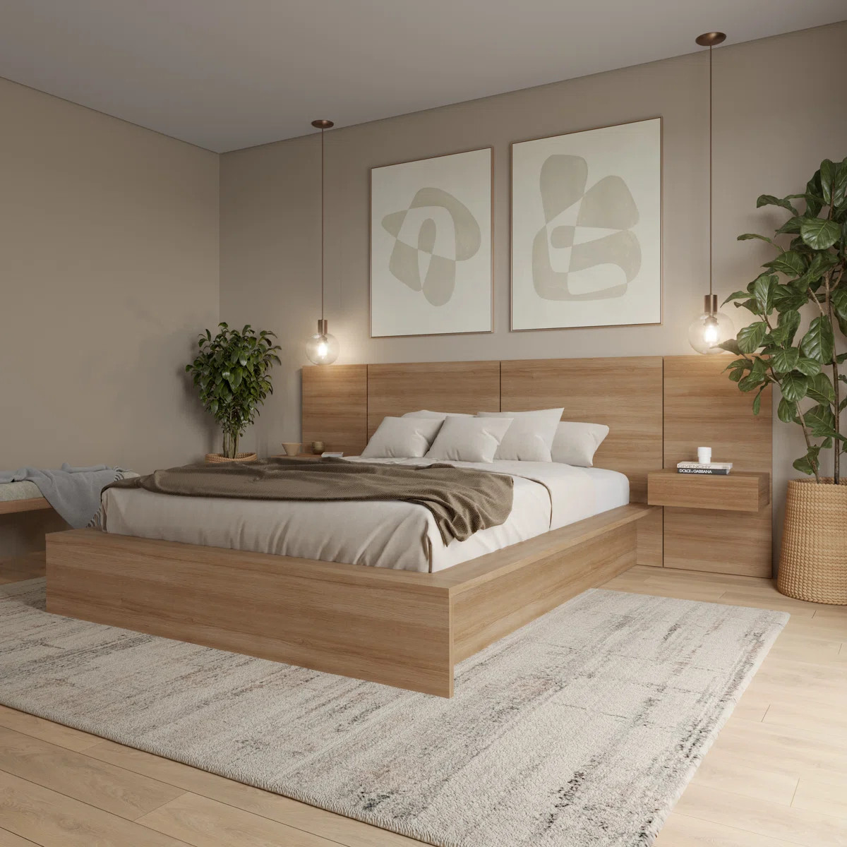 James 3 Piece Bedroom Set with Bed and 2 Floating Nightstands | Wayfair North America