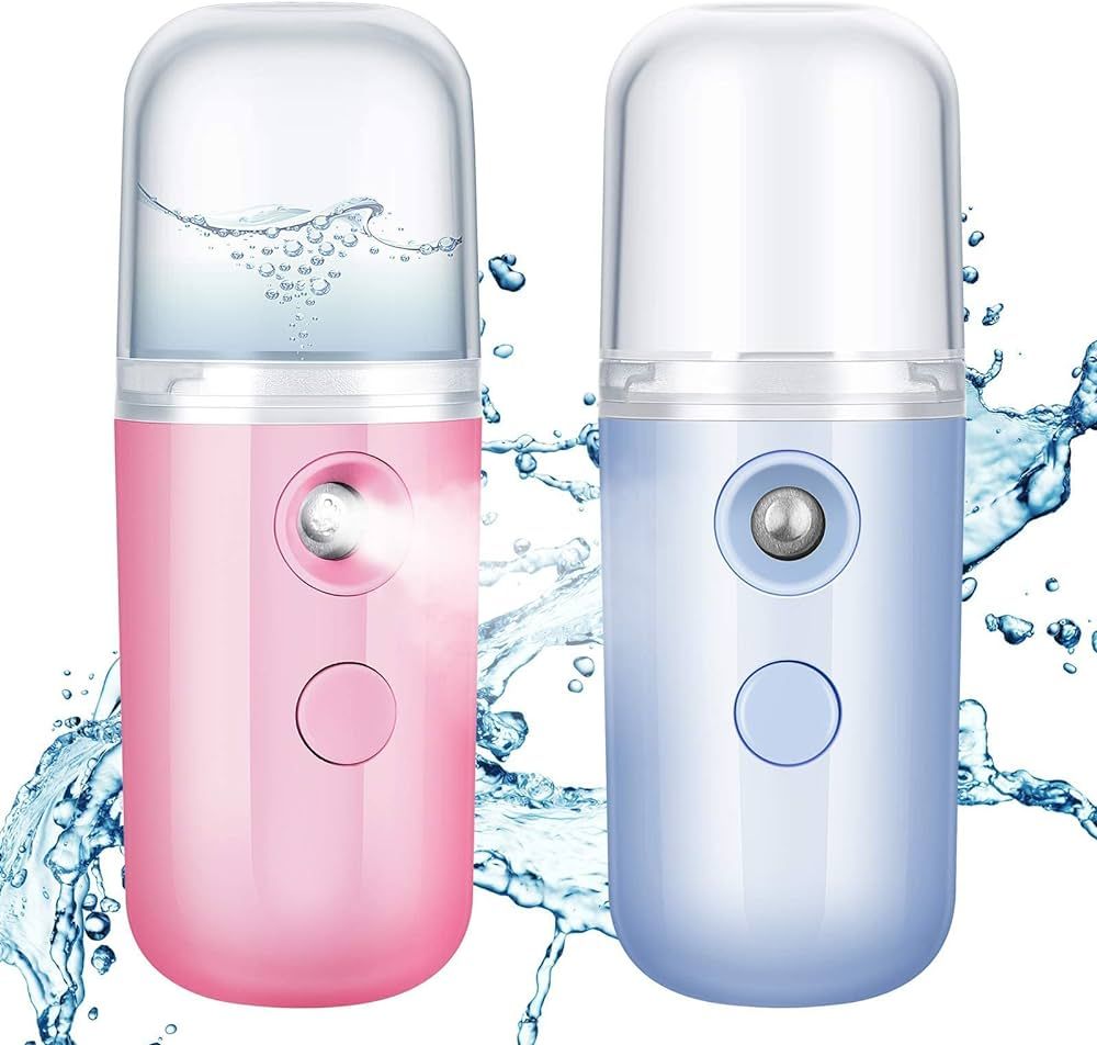 2 Pieces Nano Facial Mister 30 ml Mini Face Humidifier Portable Facial Sprayer USB Rechargeable H... | Amazon (US)