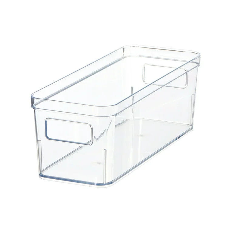 Mainstays Clear Plastic Small Kitchen Pantry Organizer Bin 12” x 4.5” x 4” with Built-in Ha... | Walmart (US)