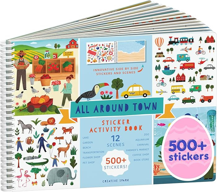 All Around Town 500+ Kids Sticker Book by Cupkin Fun Toddler Travel Activity Coloring and Sticker... | Amazon (US)