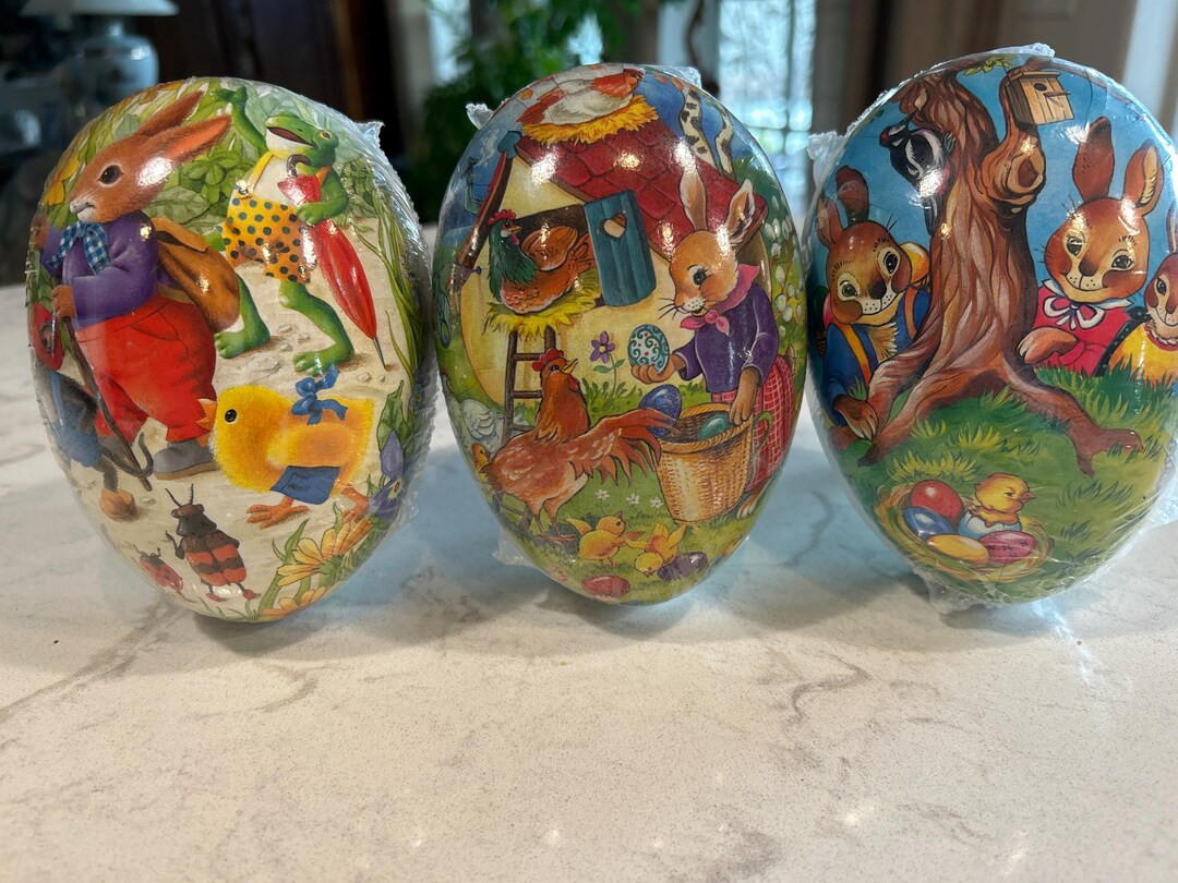Vintage Paper Mache Echt Erzgebirge Easter Egg, Germany Easter Decor 6.5" Fillable Candy Containe... | Etsy (US)