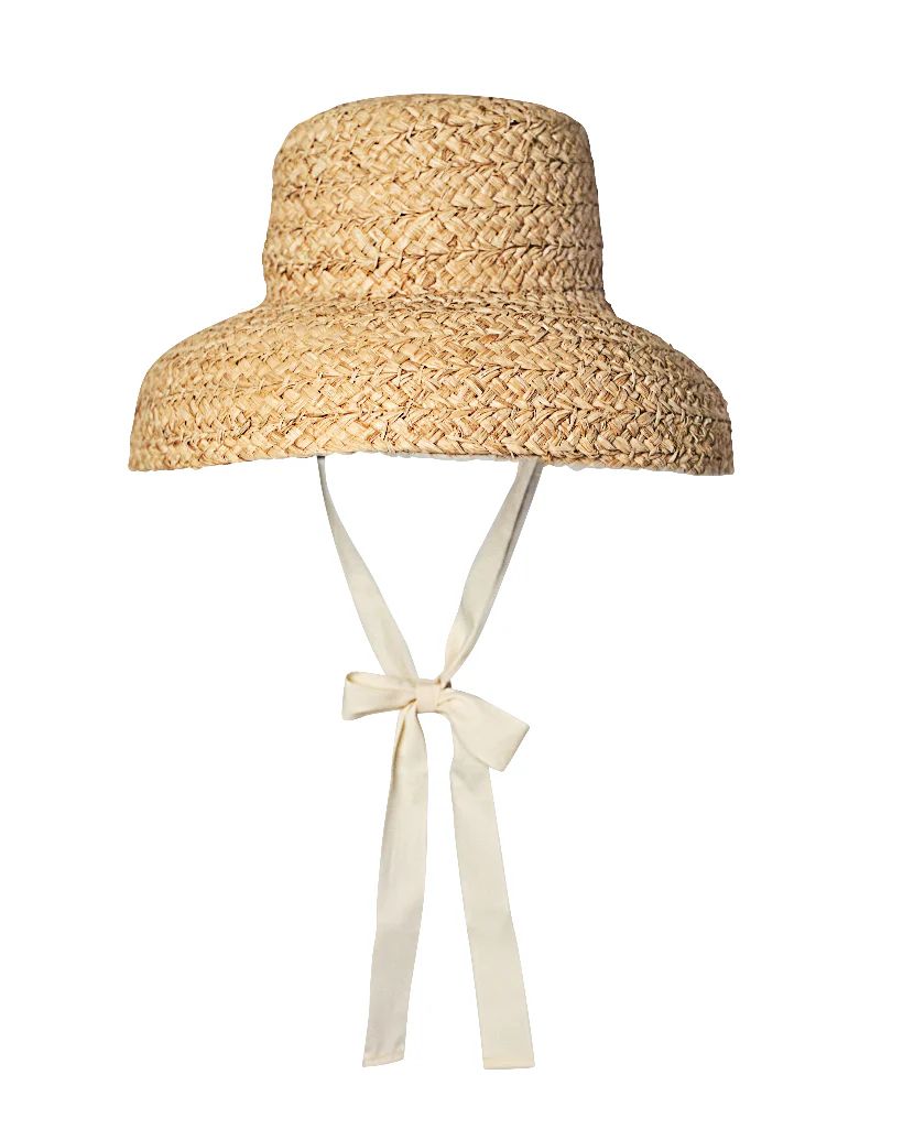 Straw Sun Hat for Ladies with Ecru Ribbon | Smockingbird Kids
