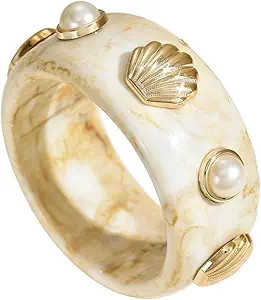 Chunky Bangle Bracelets for Women Acrylic Stretch Bracelets Resin Wrap Bangle Vintage Jewelry | Amazon (US)