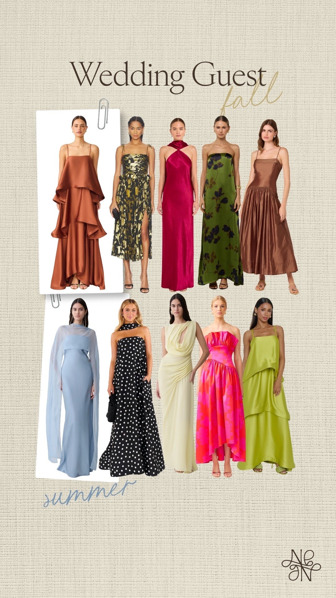 Wedding guest dresses for fall and summer!! 🤍 

wedding guest dresses, fall wedding, summer wedding, cocktail dress, event dress, black-tie optional, formal dress, maxi dress, floor length gown