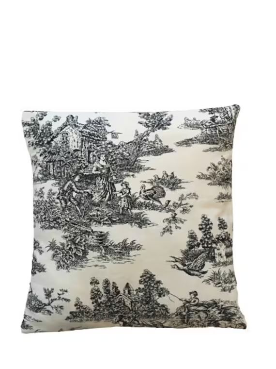 Toile Pillow Cover, Black/White Toile, French countryside decor, French, French Cottage Decor, 18... | Etsy (US)