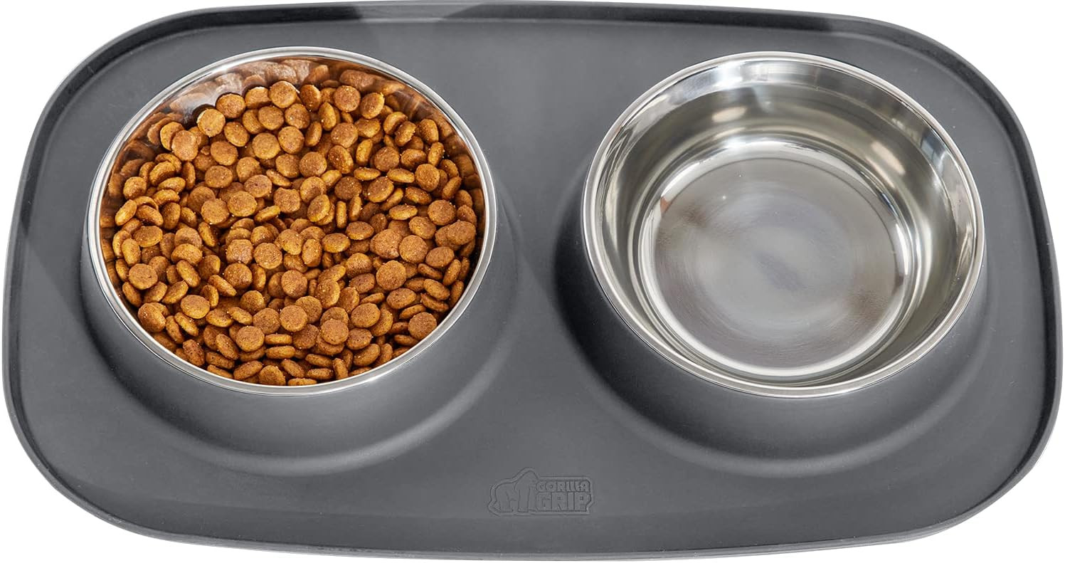 Gorilla Grip Slip Resistant Pet Bowls and Silicone Feeding Mat Set, 3 Cups, Catch Water and Food ... | Amazon (US)