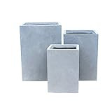 Kante RF0007ABC-C60611 Lightweight Concrete Tall Square Outdoor, Set of 3 Planter, Slate Gray | Amazon (US)