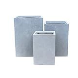 Kante RF0007ABC-C60611 Lightweight Concrete Tall Square Outdoor, Set of 3 Planter, Slate Gray | Amazon (US)