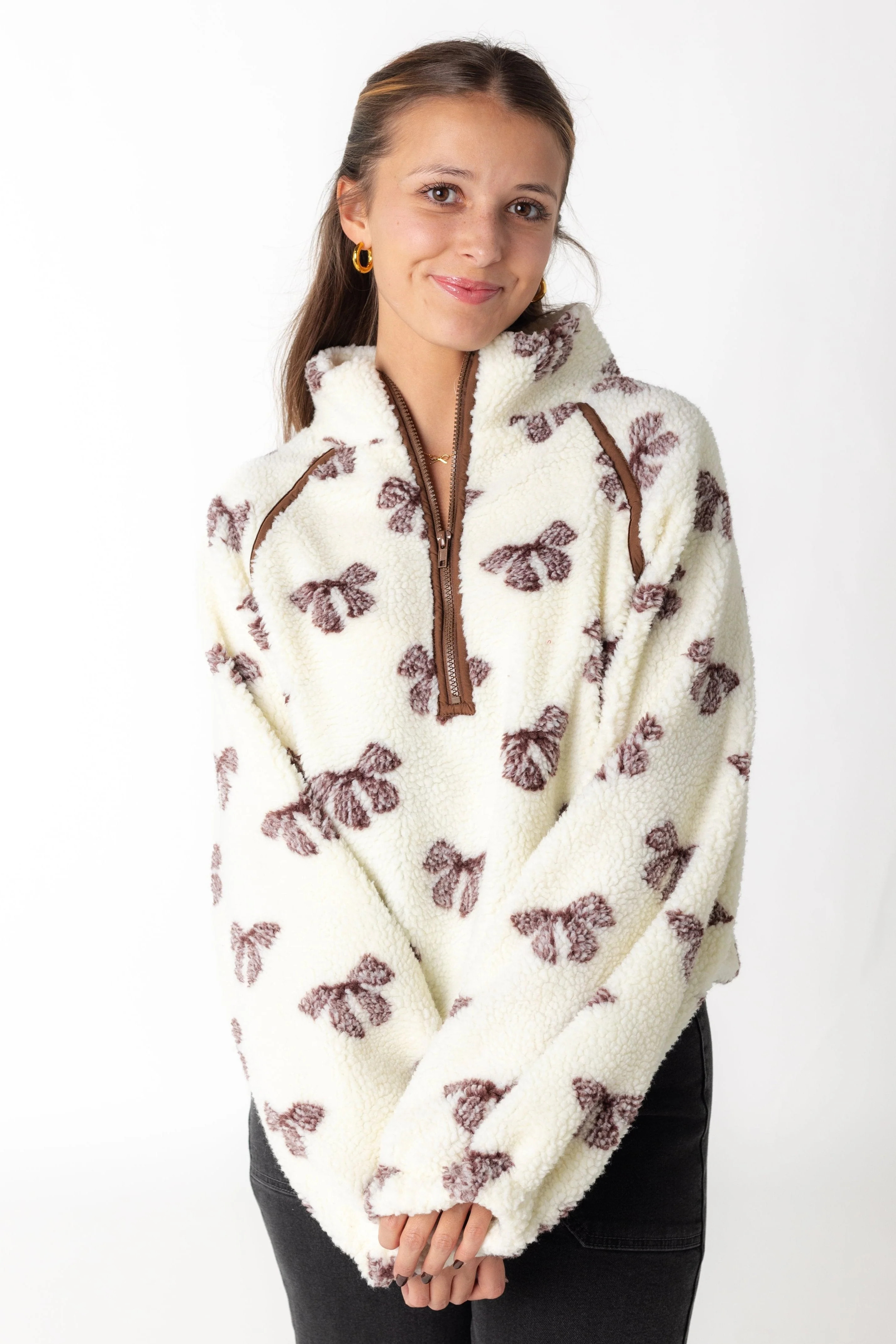 Favorite Sherpa Jacket - Cream with Bow | Called To Surf