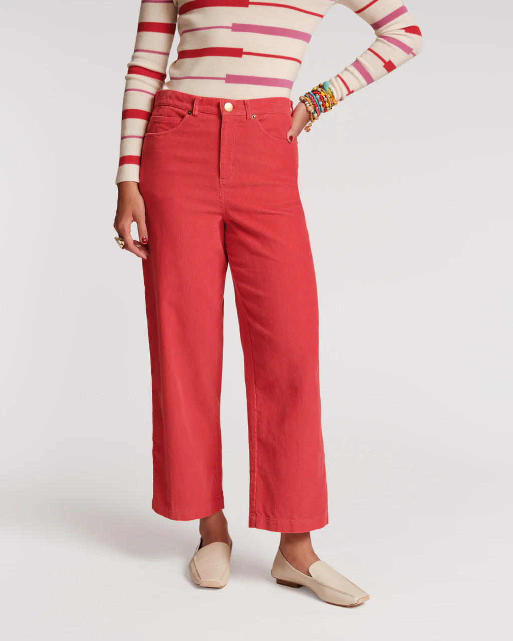 Jane Mini Wale Corduroy Pant Coral | Frances Valentine