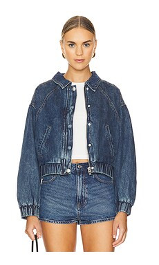 BLANKNYC Denim Bomber Jacket in Off Stage from Revolve.com | Revolve Clothing (Global)