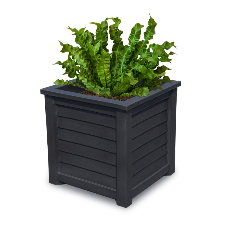 Mayne Lakeland 20in Square Planter - Polyethylene Planter - Black (5867-B) | Walmart (US)