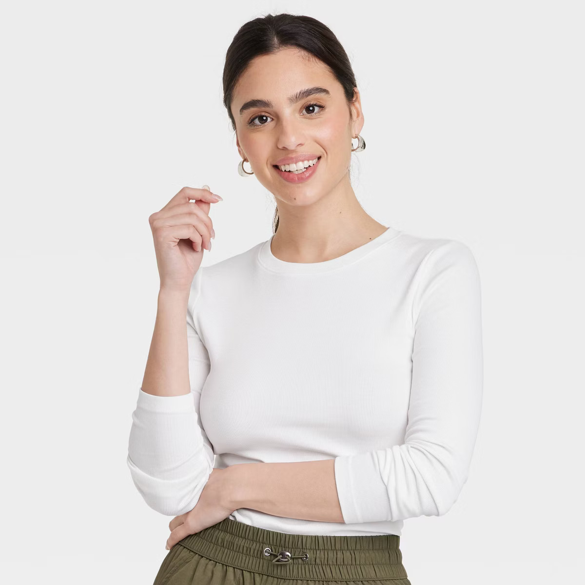 Women's Long Sleeve Slim Fit Crewneck T-Shirt - A New Day™ | Target