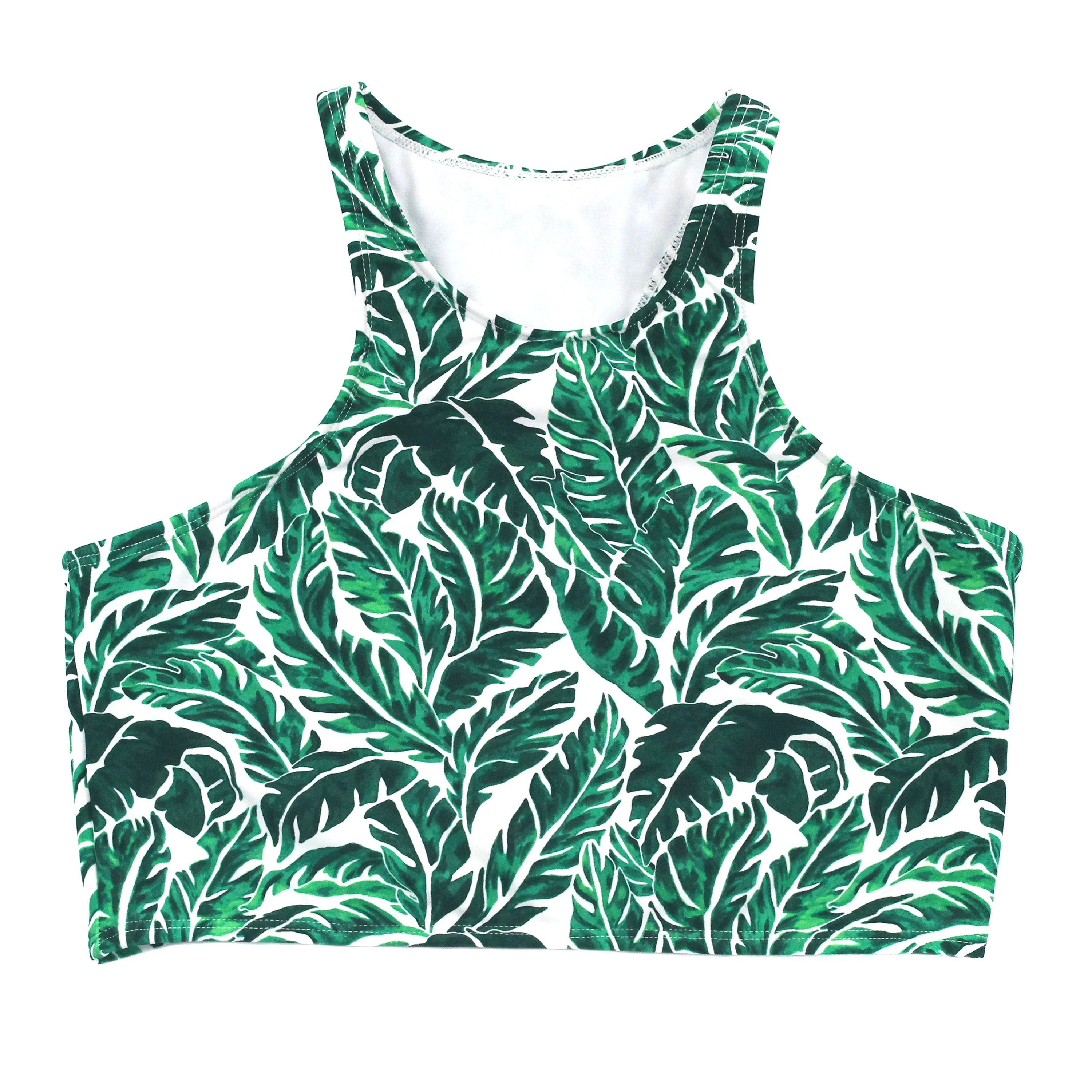 Women's Halter Bikini Top UPF 50+ | "Palm Leaf" | SwimZip