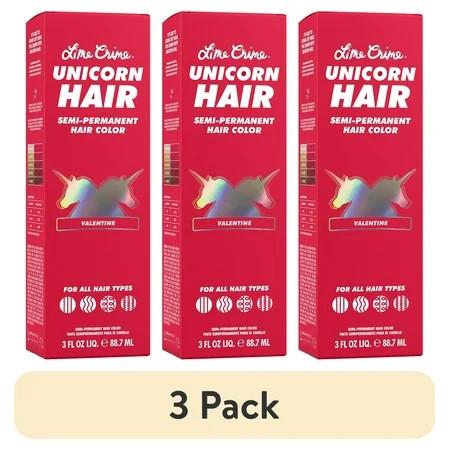 (3 pack) Lime Crime Unicorn Hair, Semi-Permanent Hair Color, Vegan, Full Coverage, Valentine, Unisex, 3.0 oz | Walmart (US)