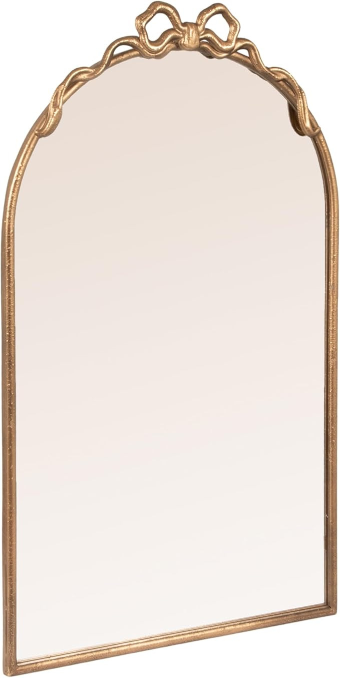 Creative Co-Op Arched Gold Iron Mirror with Decorative Bow | Amazon (US)