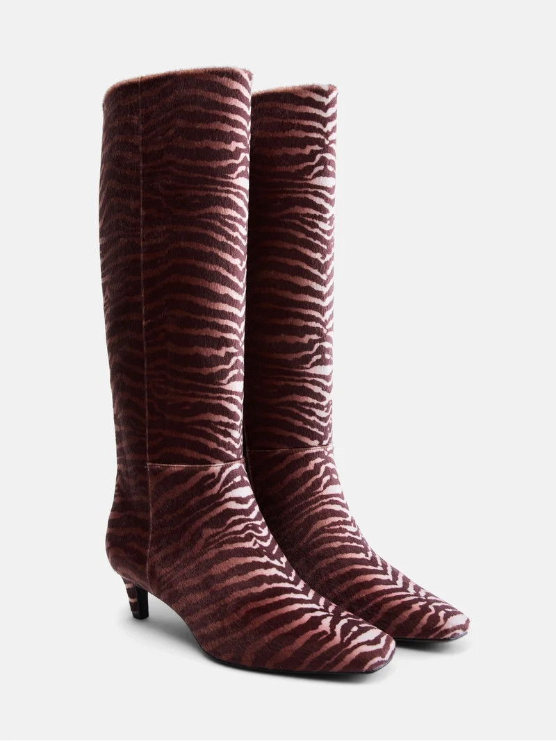 Scoop Women\u2019s Two Tone Kitten Heel Knee High Boots, Wide Width Available | Walmart (US)