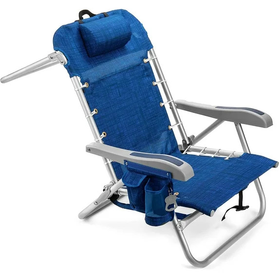 Homevative Cooler+ Folding Backpack Beach Chair with 5 Positions, Towel bar, XL Cooler Pouch, Sto... | Walmart (US)