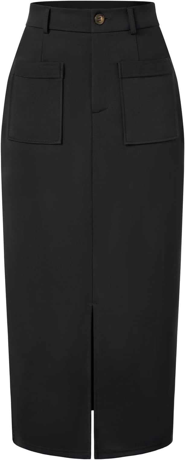 Belle Poque Women Cargo Skirt Long Pencil Skirt High Wiasted Skirts with Pockets & Slit | Amazon (US)