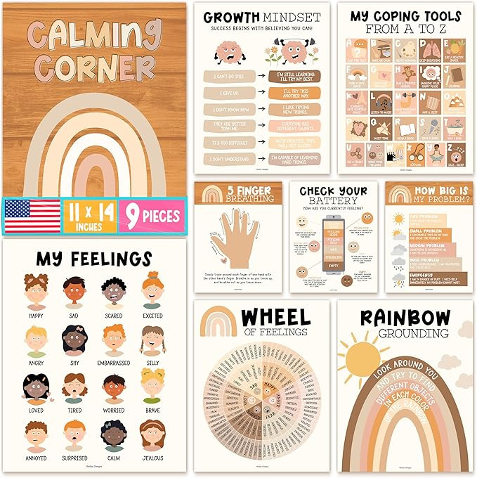 Amazon.com : Hadley Designs 9 Calming Corner Posters for Classroom Must Haves - Calm Down Corner ... | Amazon (US)