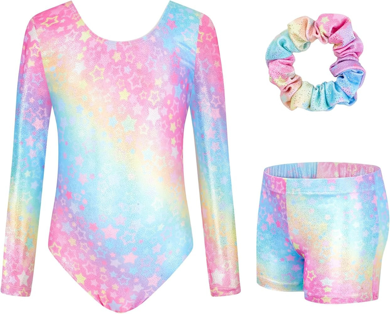 JiAmy Leotards for Girls Gymnastics, Long Sleeve Sparkly Dance Biketards with Shorts Ballet Tumbl... | Amazon (US)