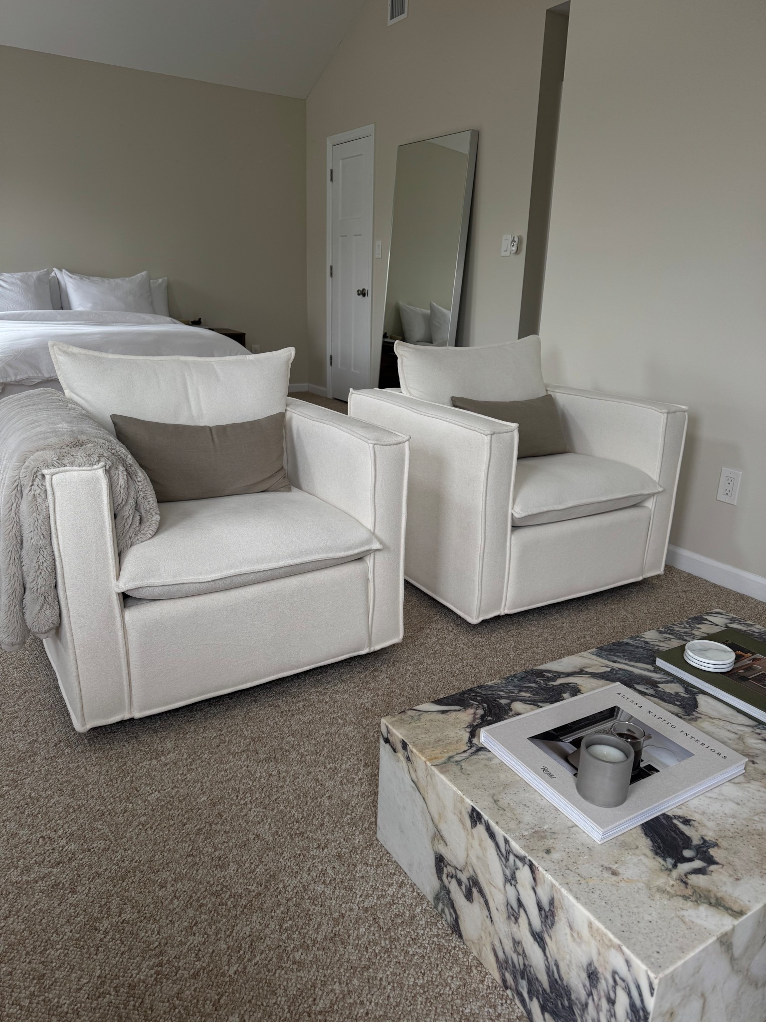 Boucle Sherpa chair set / white swivel chair / armchair / accent chair / throw blanket / faux fur throw blanket 

#LTKStyleTip #LTKHome #LTKSeasonal