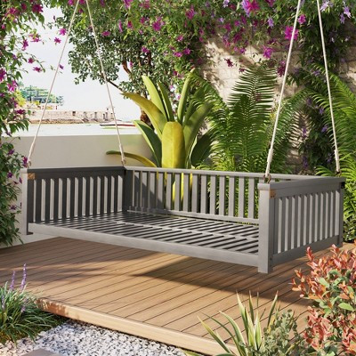 Garden Swing Bed with Ropes & Sloped Design, Gray | Target