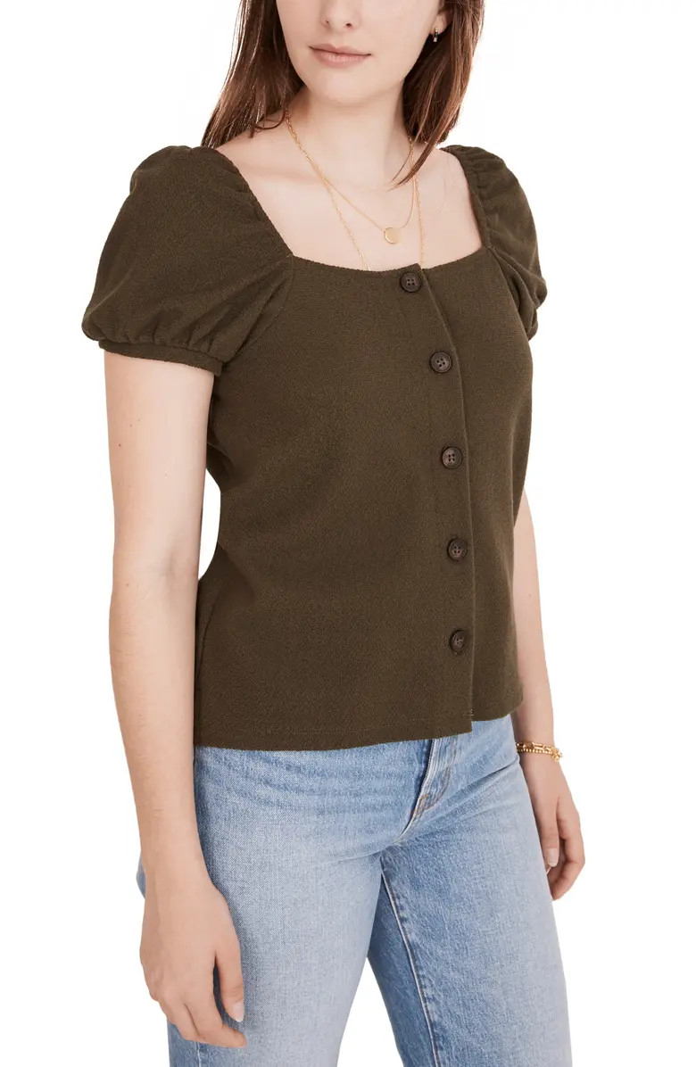 Women's Jacquard Square Neck Puff Sleeve Top | Nordstrom