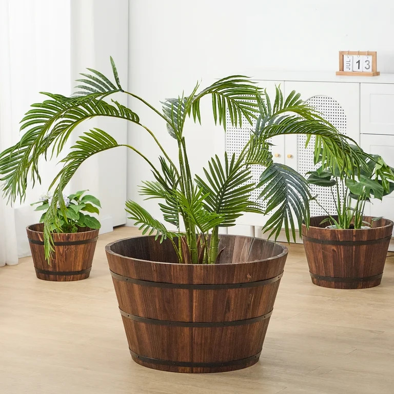 Better Homes & Gardens 26 in Wood Whiskey Barrel Planter | Walmart (US)