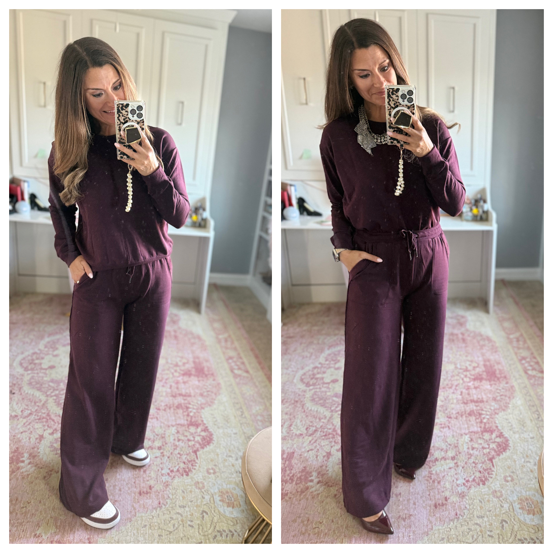 How to style a burgundy 2-piece set for the holidays 

 #LTKHoliday #LTKFindsUnder50 #LTKFindsUnder100