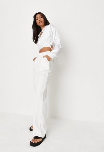 Tall White Tailored Straight Leg Pants | Missguided (US & CA)