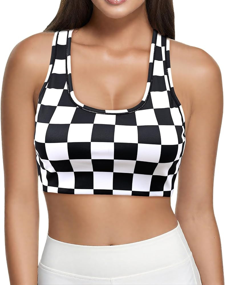 Sports Bra for Women Racerback Workout Bras Padded Crop Tank Top for Yoga Gym Fitness | Amazon (US)