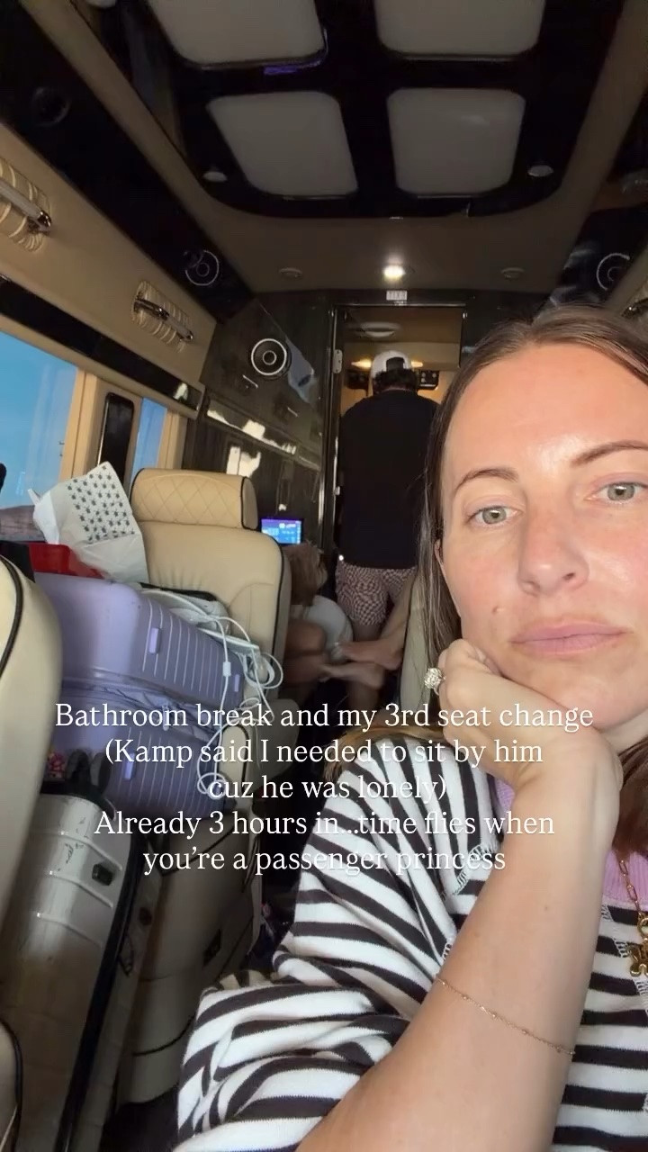 Bathroom break and my 3rd seat change (Kamp said I needed to sit by him
 cuz he was lonely)
Already 3 hours in…..time flies when you’re a passenger princess