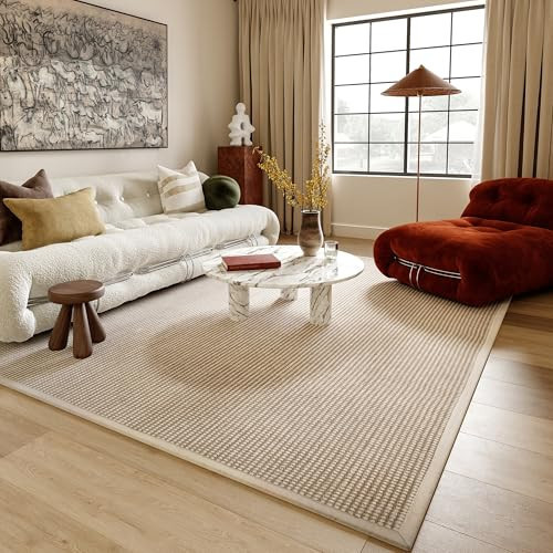 Rugs USA 2'6" x 10' Patricia Handmade Jute and Wool Indoor Runner Rug, Solid Farmhouse Design, Natural Fiber, for Bedroom, Living Room, Hallway, Office, Kitchen, Entryway, Ivory | Amazon (US)